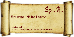 Szurma Nikoletta névjegykártya